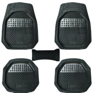Car Floor Mats 5 Pcs Black Rubber Set Durable Anti-Slip Protection
