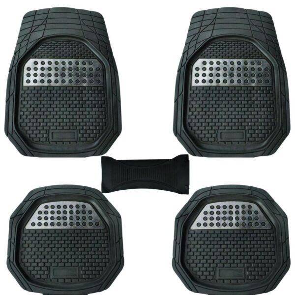Car Floor Mats 5 Pcs Black Rubber Set Durable Anti-Slip Protection